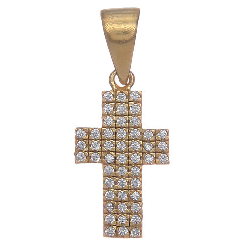 Cross pendant with zircons in gold plated silver 1