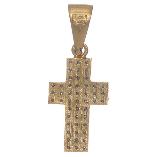 Cross pendant with zircons in gold plated silver 2