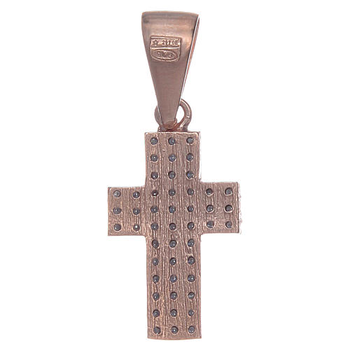 Cross pendant with zircons in pink silver 2