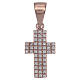 Cross pendant with zircons in pink silver s1