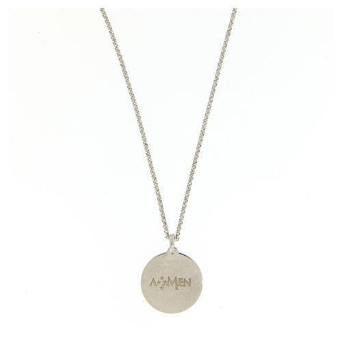 Amen necklace choker for men with Hail Mary prayer in latin in 925 sterling silver 2