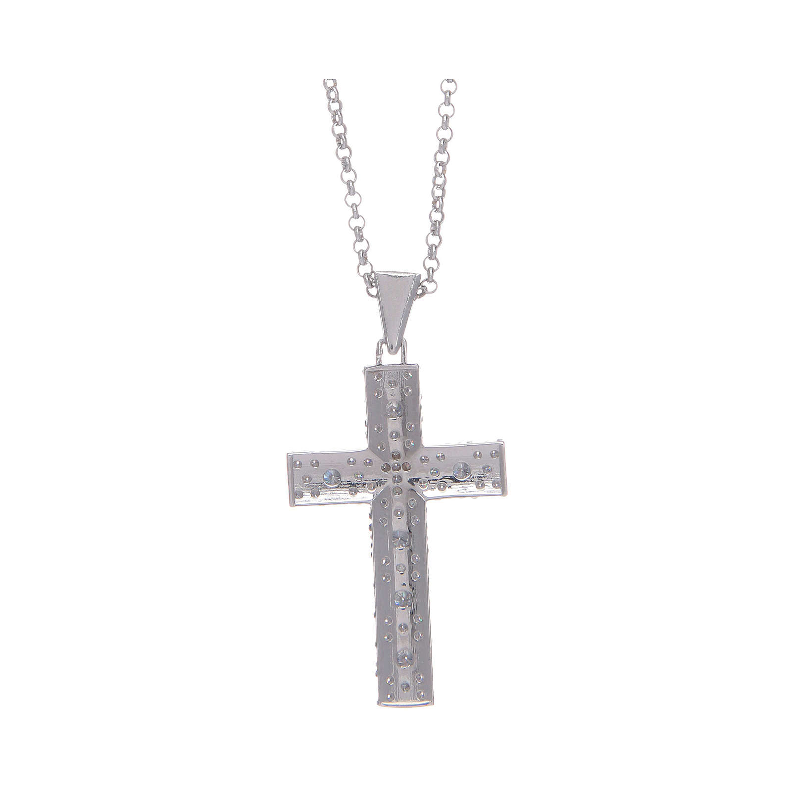 Amen necklace with silver cross finished in rhodium and | online sales ...