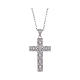 Amen necklace with silver cross finished in rhodium and white zircons s1