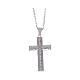 Amen necklace with silver cross finished in rhodium and white zircons s2