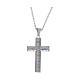 Amen necklace with silver cross finished in rhodium and blue zircons s2