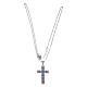 Amen necklace with silver cross finished in rhodium and blue zircons s3