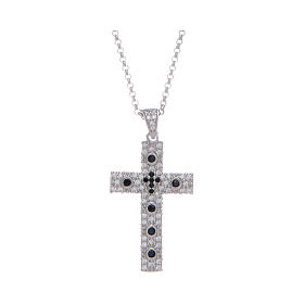 Collana Amen Croce Argento Rodiato zirconi Nero