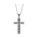 Amen necklace with silver cross finished in rhodium and black zircons s2