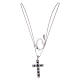 Amen necklace with silver cross finished in rhodium and black zircons s3