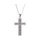 Amen necklace with silver cross finished in rhodium and red zircons s2