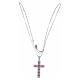 Amen necklace with silver cross finished in rhodium and red zircons s3