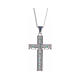 Amen necklace with silver cross finished in rhodium and green zircons s2