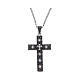 Collier Amen croix argent noir zircons blancs s1