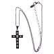 Collier Amen croix argent noir zircons blancs s3