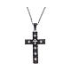 Amen necklace with silver cross coloured in black with white zircons s1
