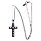 Amen necklace with silver cross coloured in black with white zircons s3