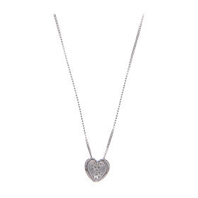 Amen necklace in 925 sterling silver with heart and zircons