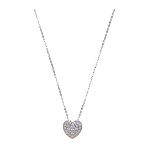 Amen necklace in 925 sterling silver with heart and zircons 1
