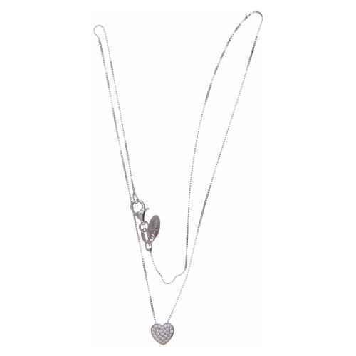Amen necklace in 925 sterling silver with heart and zircons 3