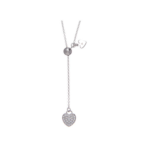 Amen necklace with latch and heart in 925 sterling silver and zircons 1