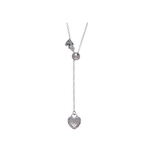 Amen necklace with latch and heart in 925 sterling silver and zircons 2