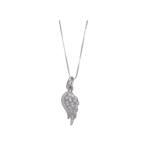 Amen necklace with wing in 925 sterling silver and zircons 1