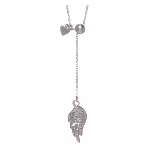 Amen necklace with wing and latch in silver and zircons 2
