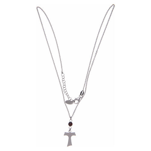 Amen necklace in silver and wood with Tau pendant 2