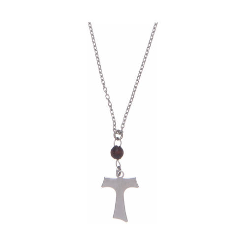 Collier Amen Tau argent et bois 1