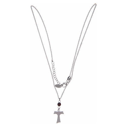 Collier Amen Tau argent et bois 2