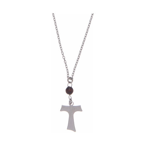 Amen necklace in silver and wood with Tau pendant 1
