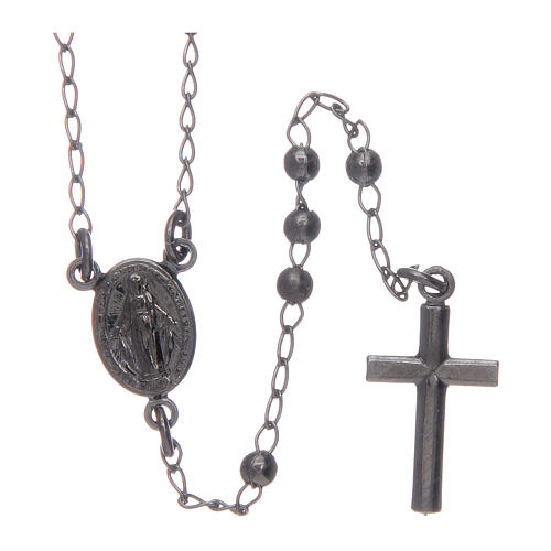 Amen rosary necklace in 925 sterling silver finished in burnish 2