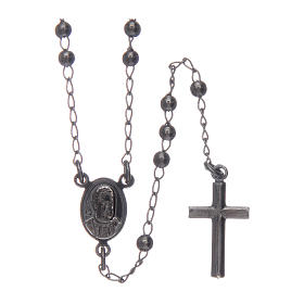 Amen rosary necklace in 925 sterling silver finished in burnish