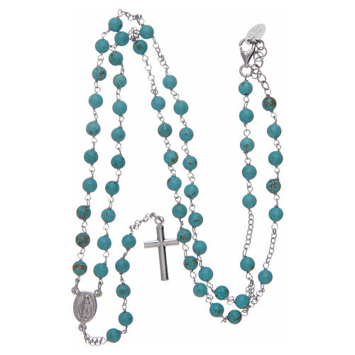 Amen rosary necklace in 925 sterling silver and turquoise 4