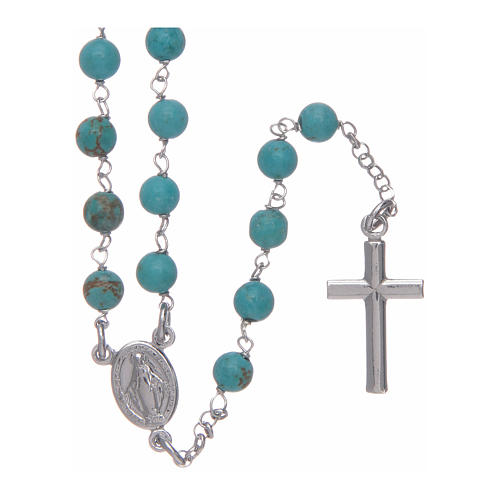 Amen rosary necklace in 925 sterling silver and turquoise 1
