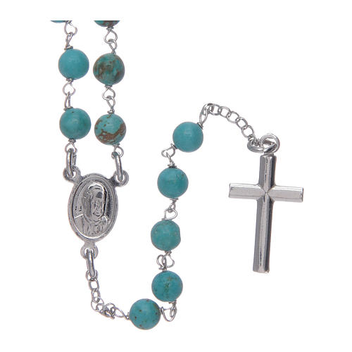 Amen rosary necklace in 925 sterling silver and turquoise 2