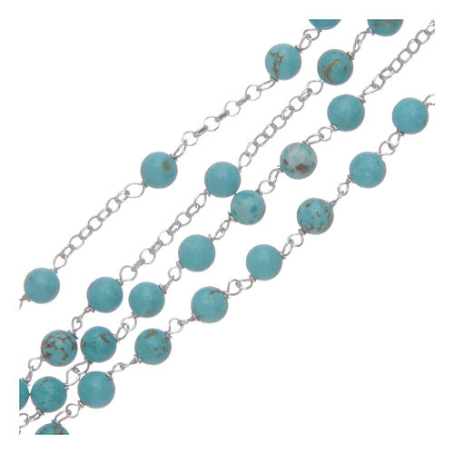 Amen rosary necklace in 925 sterling silver and turquoise 3