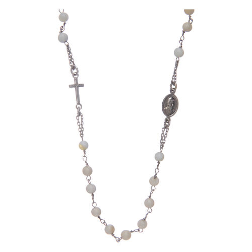 Amen rosary choker in 925 sterling silver and mother of pearl 2