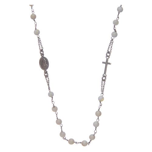 Amen rosary choker in 925 sterling silver and mother of pearl 1