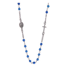 Rosenkranz choker Halskette AMEN aus blauer Jade und Silber 925
