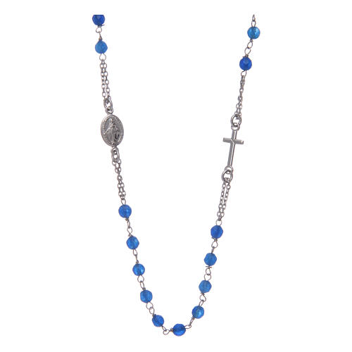 Rosenkranz choker Halskette AMEN aus blauer Jade und Silber 925 1