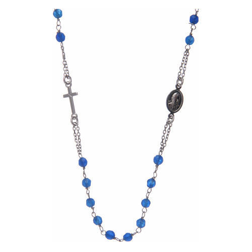 Rosenkranz choker Halskette AMEN aus blauer Jade und Silber 925 2
