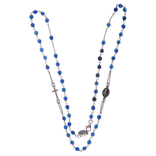 Rosenkranz choker Halskette AMEN aus blauer Jade und Silber 925 3