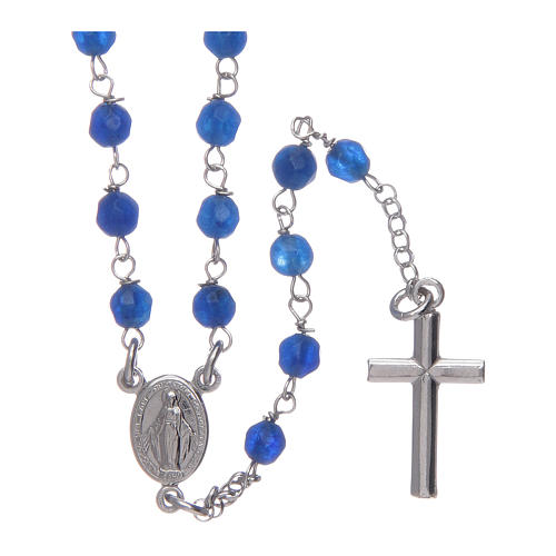 Amen rosary necklace in blue jade and silver 1