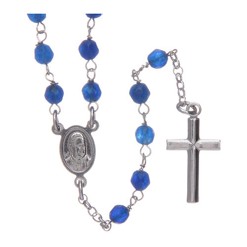Amen rosary necklace in blue jade and silver 2