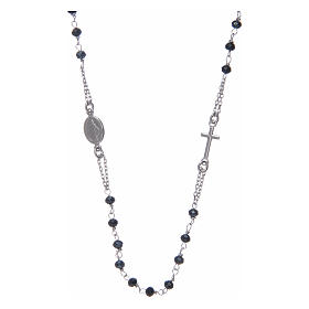Rosenkranz choker Halskette AMEN Silber 925 und graue Kristalle