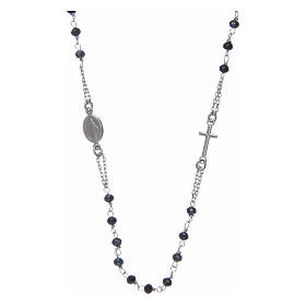 Amen rosary choker in 925 sterling silver and grey crystals