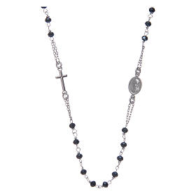 Amen rosary choker in 925 sterling silver and grey crystals