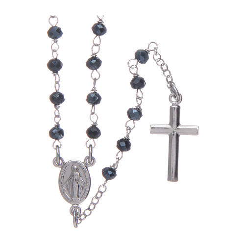 Różaniec Amen srebro i kryształy szare Papież Franciszek 1