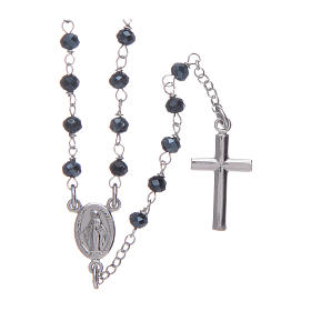 Amen rosary in 925 sterling silver and grey crystals Pope Francis